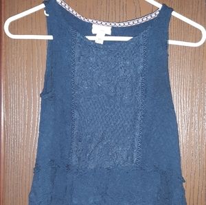 Teal Knox Rose Lacy Flowy tank XS